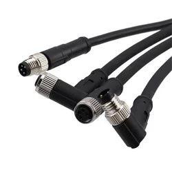 1 Meters M8 IP67 Shielded Moulded Plug Cable Leads PVC PUR 3 4 5 6 8 Pins Straight Angled Robotic Sensor Wiring Connectors