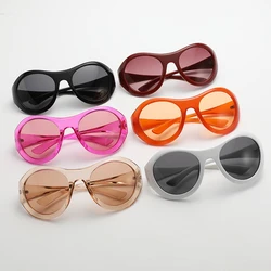 2024 New Fashion Trendy Sunglasses Anti UV Big Frame Oval Glasses Personalized Retro Street Photo Glasses Female