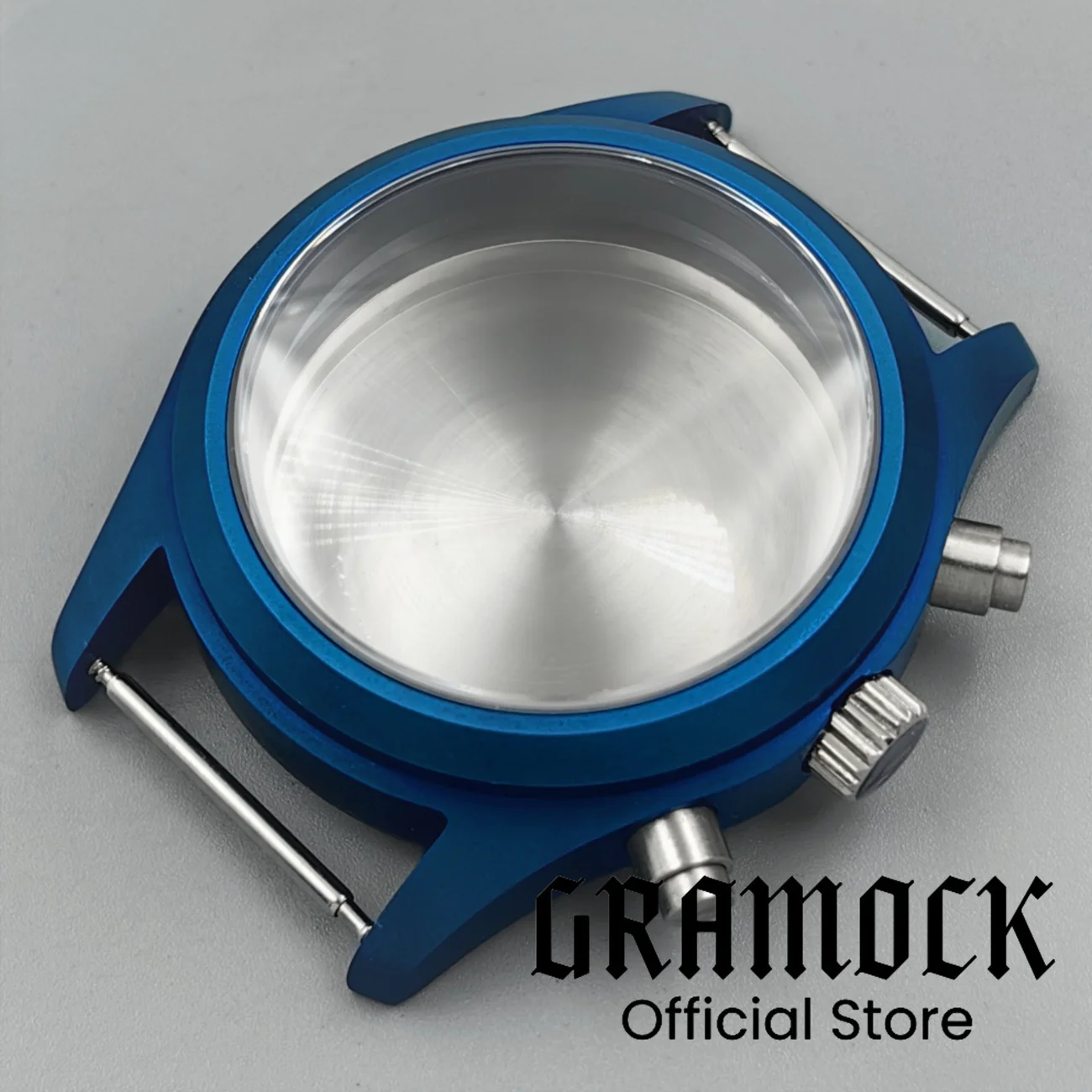 

Blue Pilot Watch Case 38mm Chronograph Case Domed Sapphire Glass Steel Caseback For VK63 VK64 Quartz Steel Diver Men Watch Case