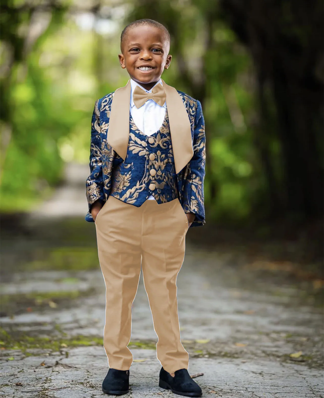 Boys Costume 3 Pieces Suit Children Wedding Suit For Boys Floral Blazer Kids Prom Suits Formal Clothes Boy\'s Evening Dresses