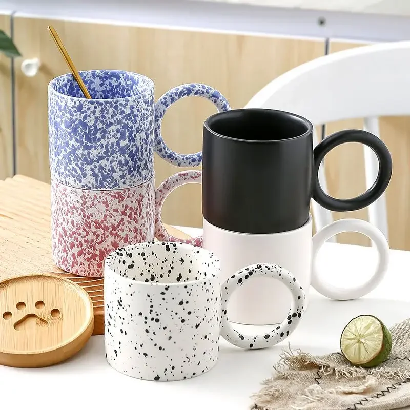 Ceramic Splash Ink Mug, Milk Coffee Cups, Tea Cup, Beer Cup, Drinking Cup, Korean, INS Fashion, Wholesale, 340ml