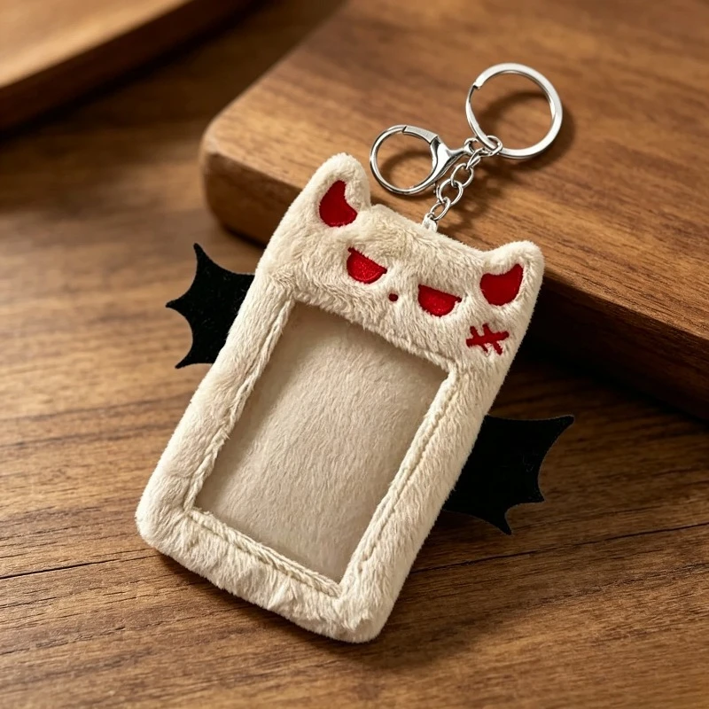 Plush Photocard Case Cute Cartoon Devil Photo ID Credit Band Card Holder Card Case Students Idols Photos Protective Cover