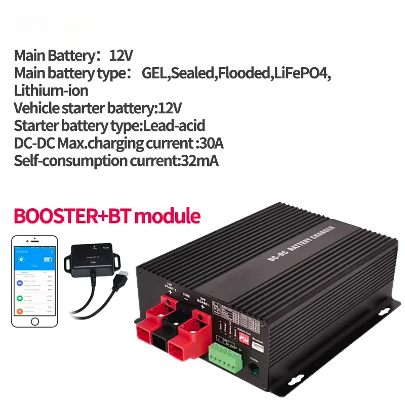 12V 30A 60A Automatische Slimme DC-DC Lader Booster voor RV Campers Schepen Marine Boten Vrachtwagens met Bluetooth