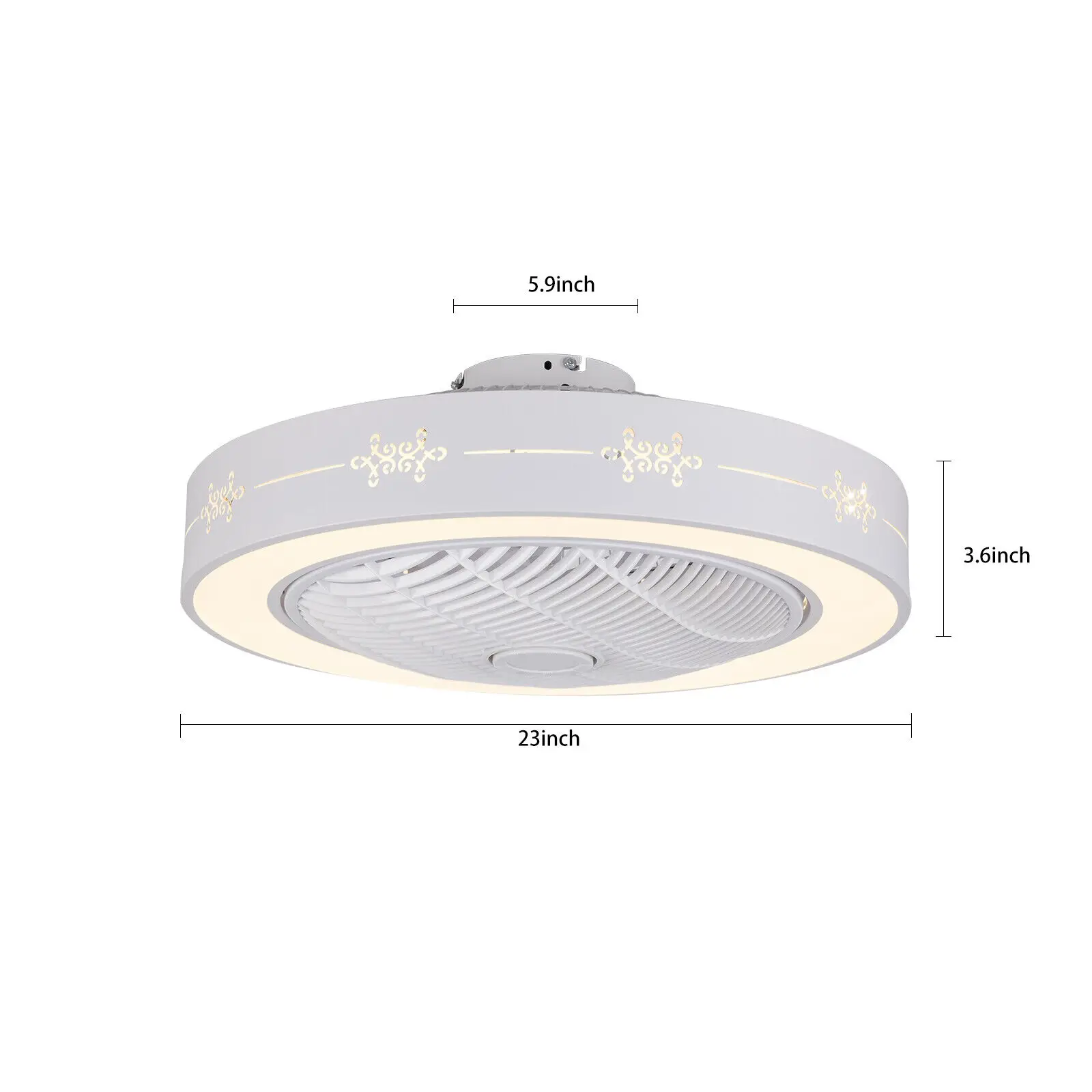3-Color Dimmable Modern Ceiling Fan with Light LED Invisible Sealing Fan Lamp Remote Flush Mount Home Decor with Remote