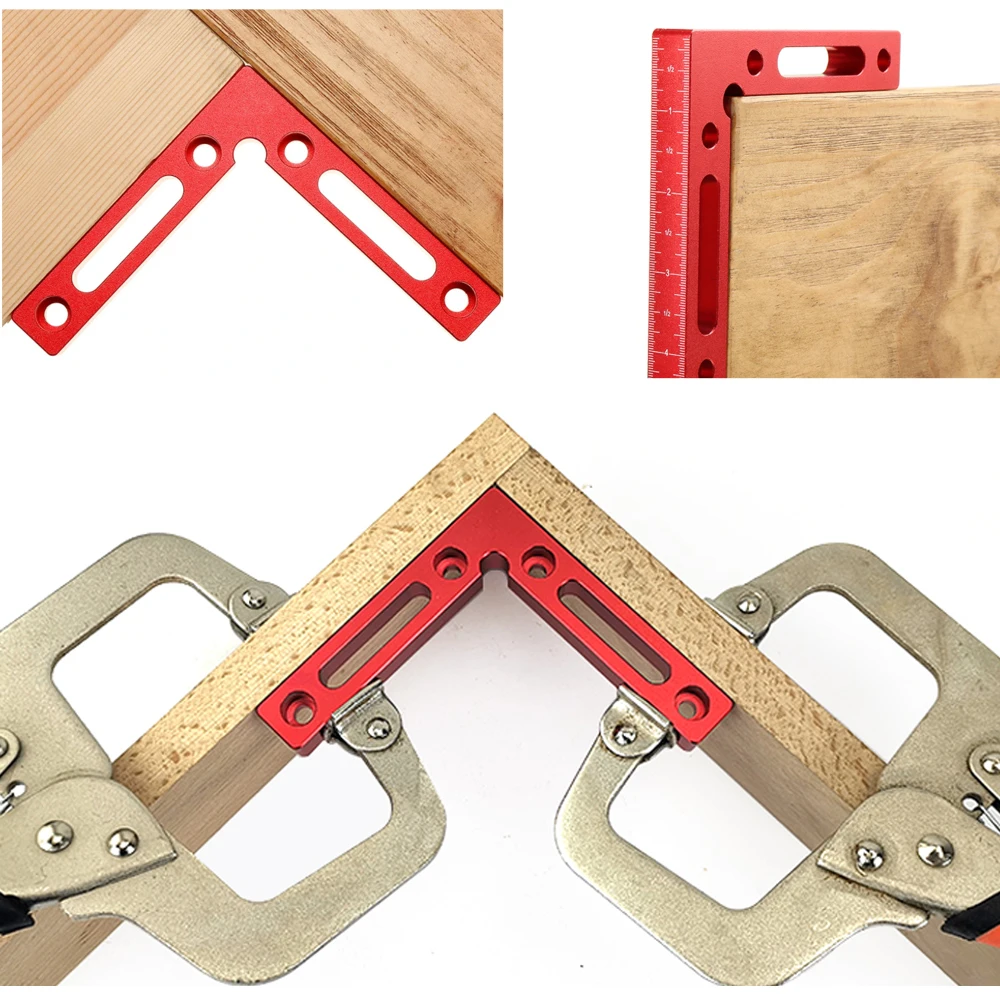 2pc 90 Degree Positioning Square Right Angle Clamp Aluminum L Block W/ Scale Woodworking Clamp Tool for Picture Frame Box Drawer