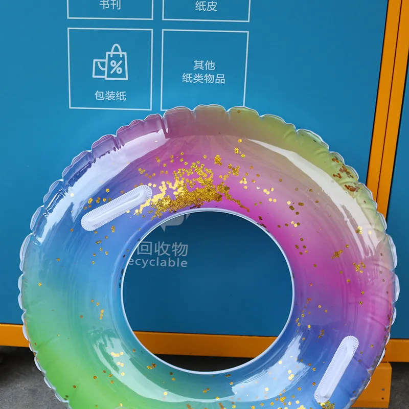 Inflatable Lifebuoy Adult and Child General Underarm Transparent Sequin Swimming Ring Pool Float Floaties for Adults image 4