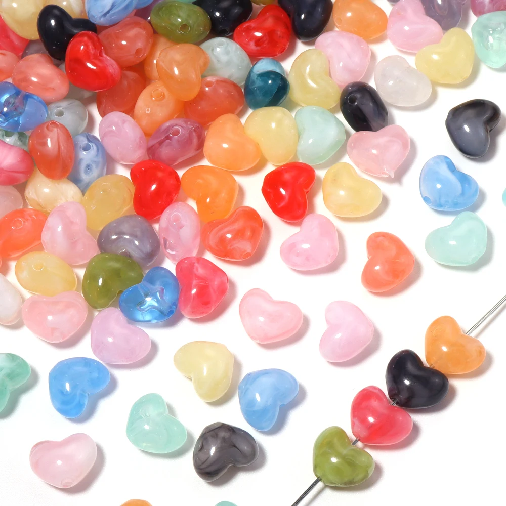 50 Stück 10x13mm Acryl-Imitationsstein Herz Liebe Spacer Lose Perlen für Handgemachte DIY Halsketten Armbänder Schmuckherstellung Zubehör – Detail 4
