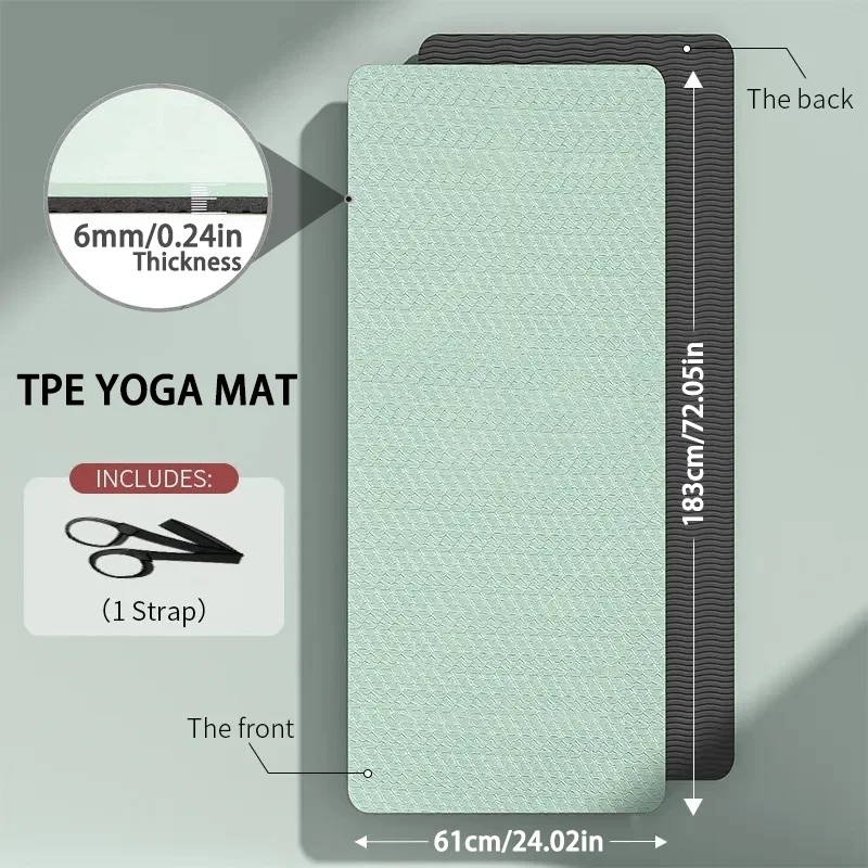 اليوغا حصيرة بيلاتيس Tpe اللياقة البدنية حصيرة 6 مللي متر سمك عدم الانزلاق اليوغا وسادة السفر اللياقة البدنية ممارسة الوسادة للنساء المنزل الصالة الرياضية الطابق تجريب #2