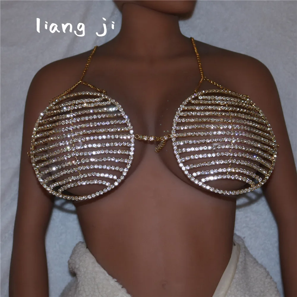 Body Chain Sexy Bikini Crystal Harness circular type Nightclub Party Wear Crystal Bikini Dress Chest Lingerie Bodies Chain