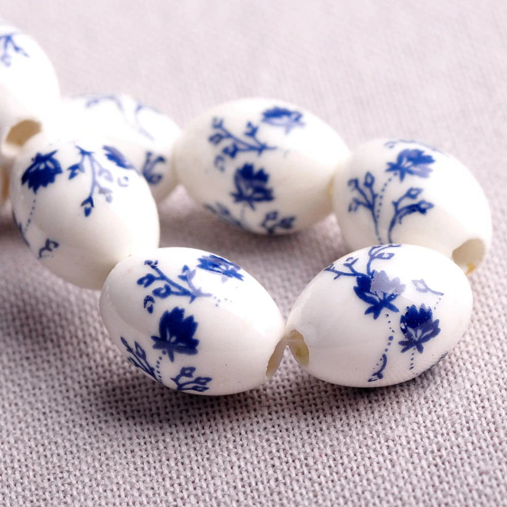 10 قطعة 15x10 مللي متر شكل بيضاوي زهرة أنماط السيراميك الخزف فضفاض الحرف الخرز مجموعة لصنع المجوهرات اكسسوارات Findings بها بنفسك النتائج
