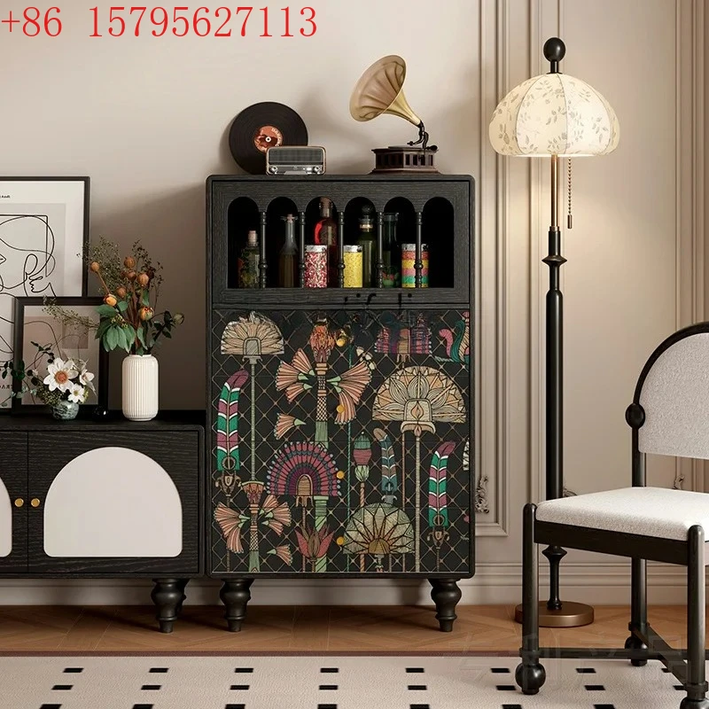 

Обеденный боковой шкаф из цельного дерева во французском стиле ретро для гостиной, четыре сундука, встроенный сундук для хранения вещей
