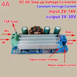 DC-DC Step Up Boost Converter 2V-14V to 3V-30V 4A CC CV Power Module Adjustable Regulated power supply 3.7V 5V 6V 9V 12V 24V