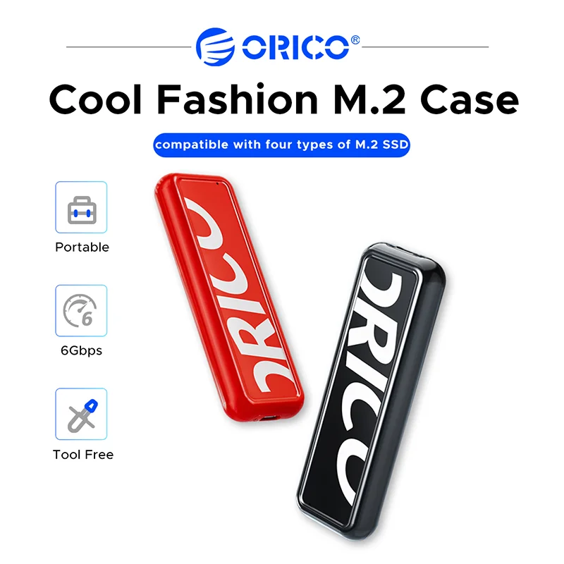 ORICO M.2 SATA Hard Drive Enclosure USB3.1 Gen2 Type-C 6Gbps Portable SSD Case Tool Free Aluminum Cooling For 2230-2280 SSD