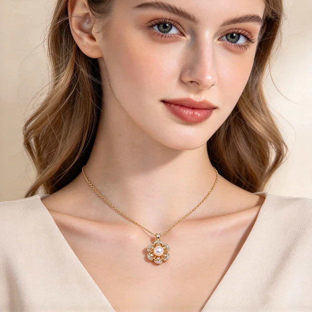 Delicate White Natural Pearl Pendant for Women
