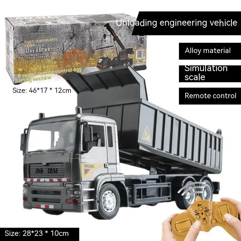 Alloy Rc Engineering Vehicle Steering Wheel Remote Control Dump Truck Crane Mixer Excavator Lift Truck Outdoor Toy Birthday Gift