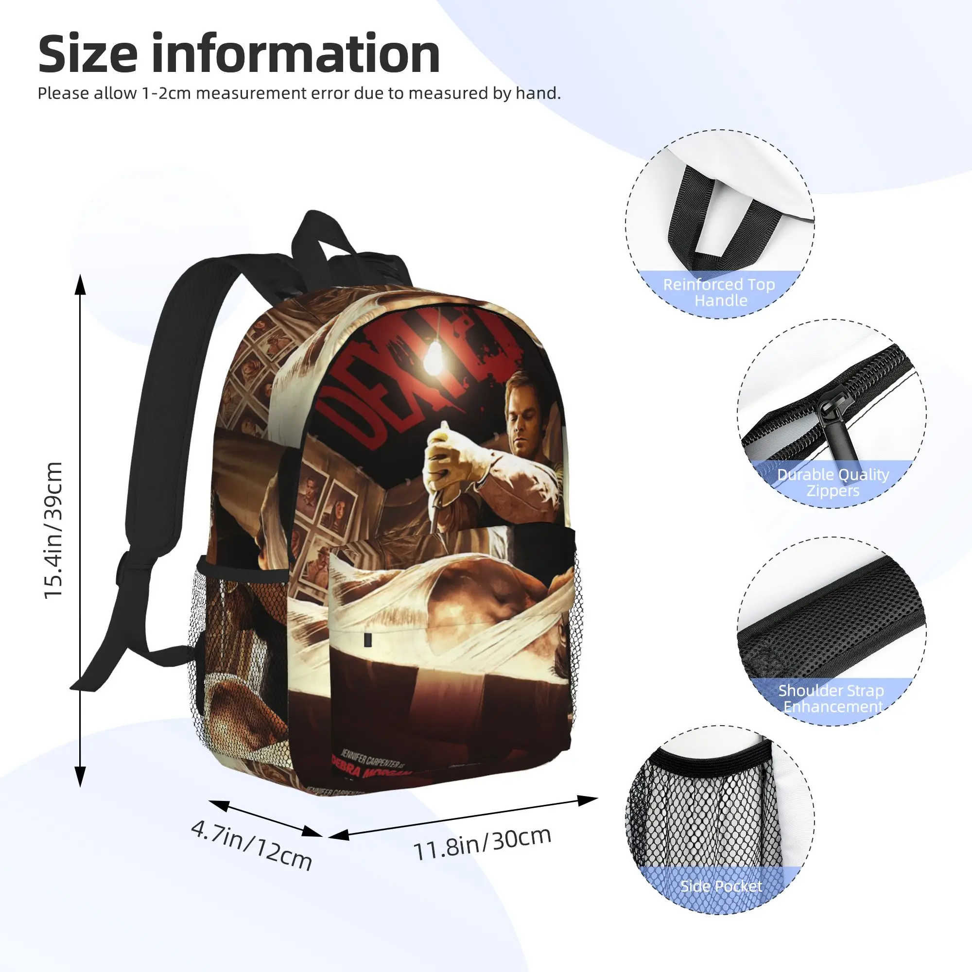 Movie Dexter Morgan Backpack Hot Sale Daypack Large Capacity Boys Girls BookBag Shoulder Bags for Men Women School Bag