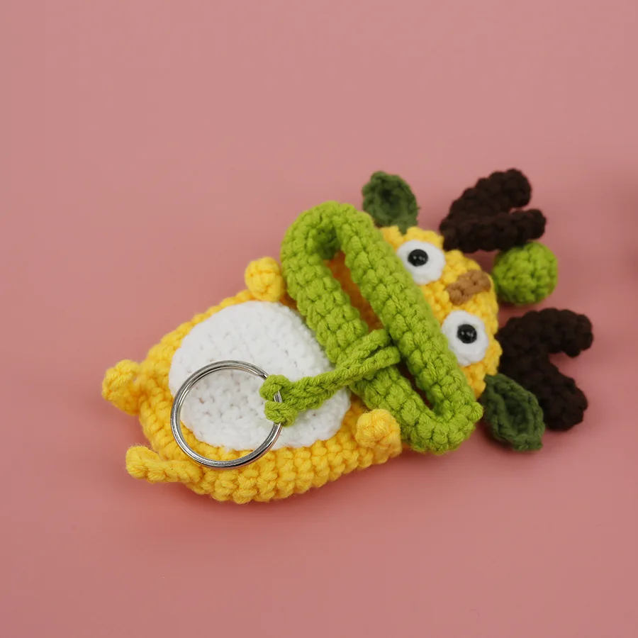 Funny Monster Crochet Keychains Creative Sausage Mouth Dragon Keychain Knitting Doll Cute Storage Bag Keychain Car Keys Holder