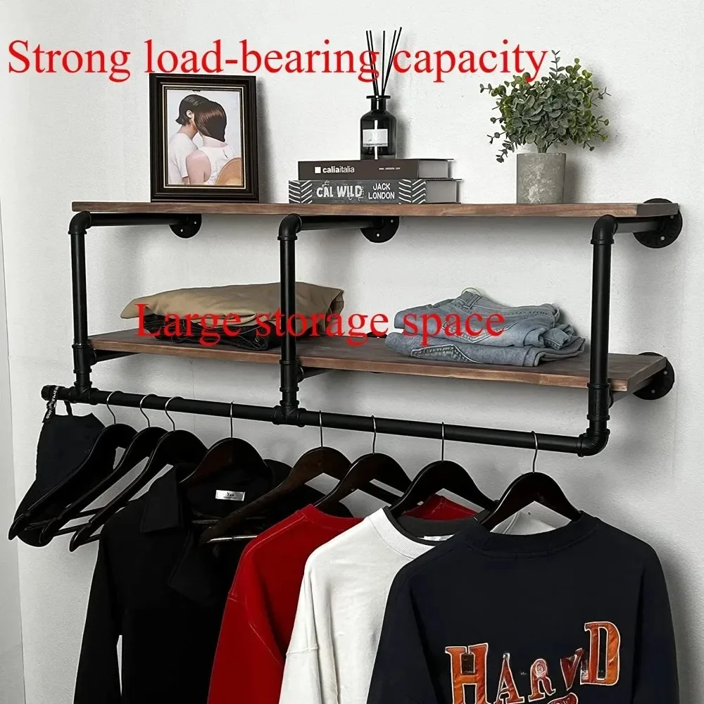

Clothing Display Rack Industrial Style Portable Drying Rack Doublelayer Simple Storage Rack Easy Detachable Storage Clothes Rack