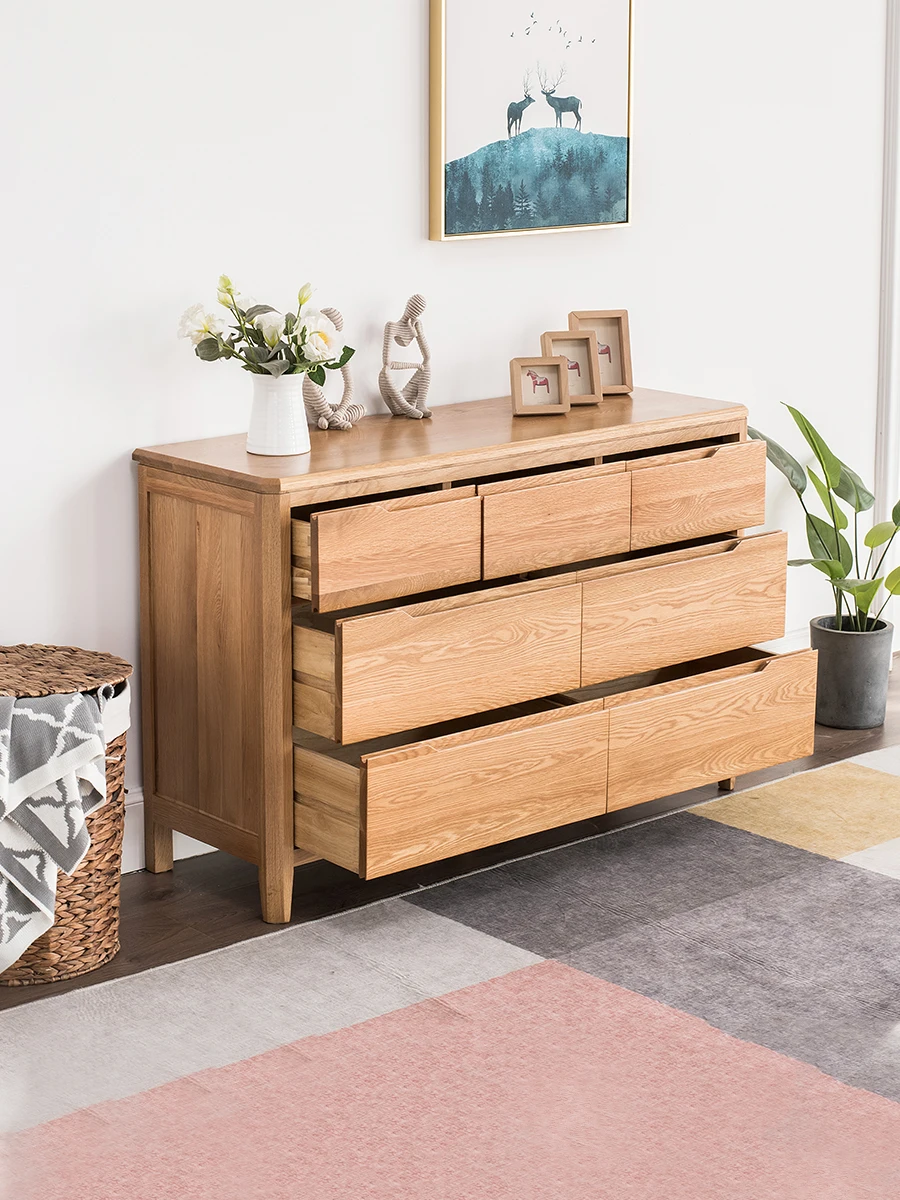 

Шкаф с семью ведрами из цельного дерева, дубовый шкаф для хранения в спальне, большой шкаф для хранения из скандинавского натурального дерева цвета