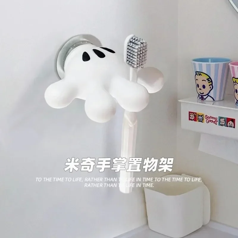 Disney Mickey Mouse Toothbrush Holder Cartoon Bathroom Palm Suction Cup Functional Hook Traceless Hook Decorative for Gifts