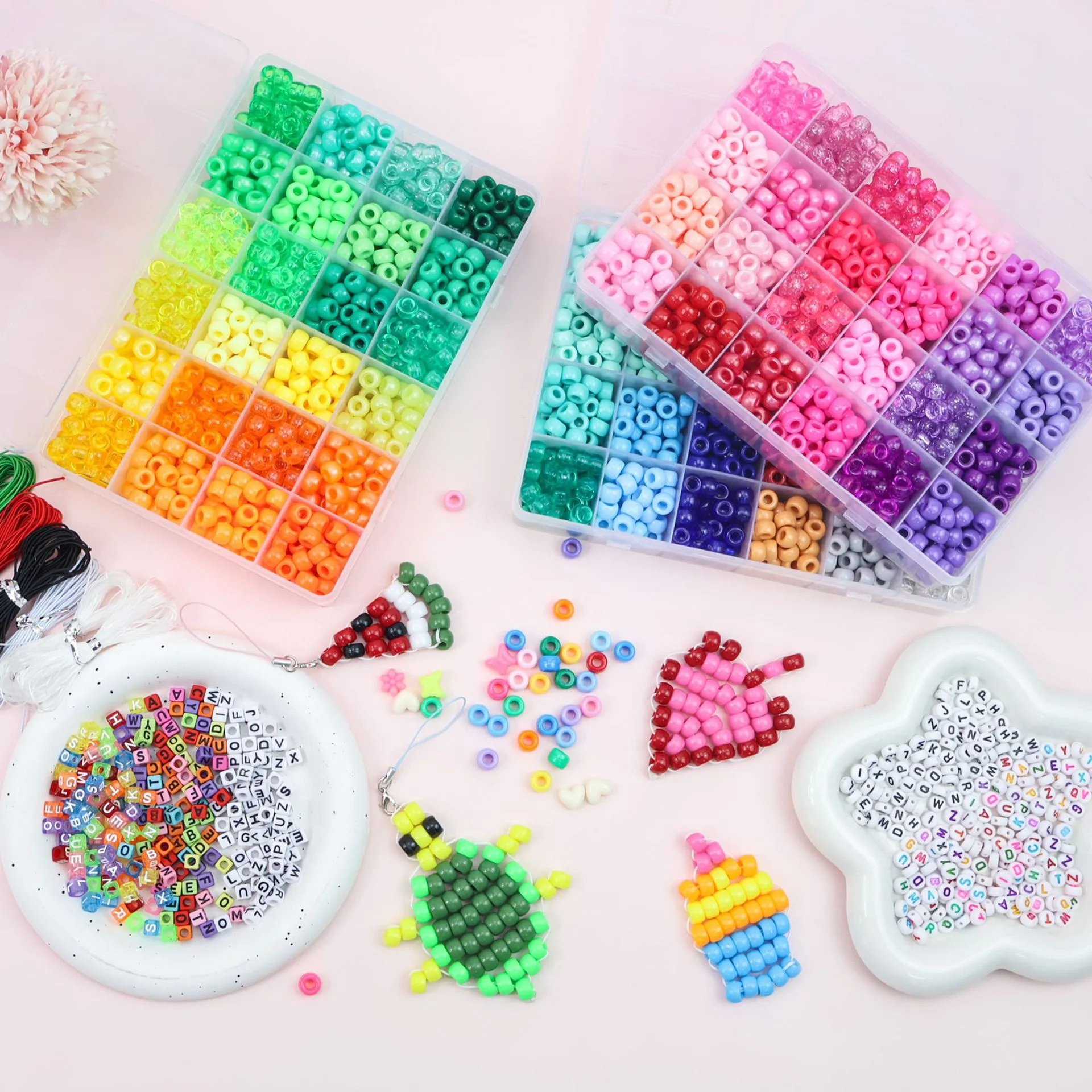DIY Tube Bead Letter Bead Craft Kit Loose Spacer Beads Handmade Bracelet Necklace Jewelry Making Craft Supplies Material Set