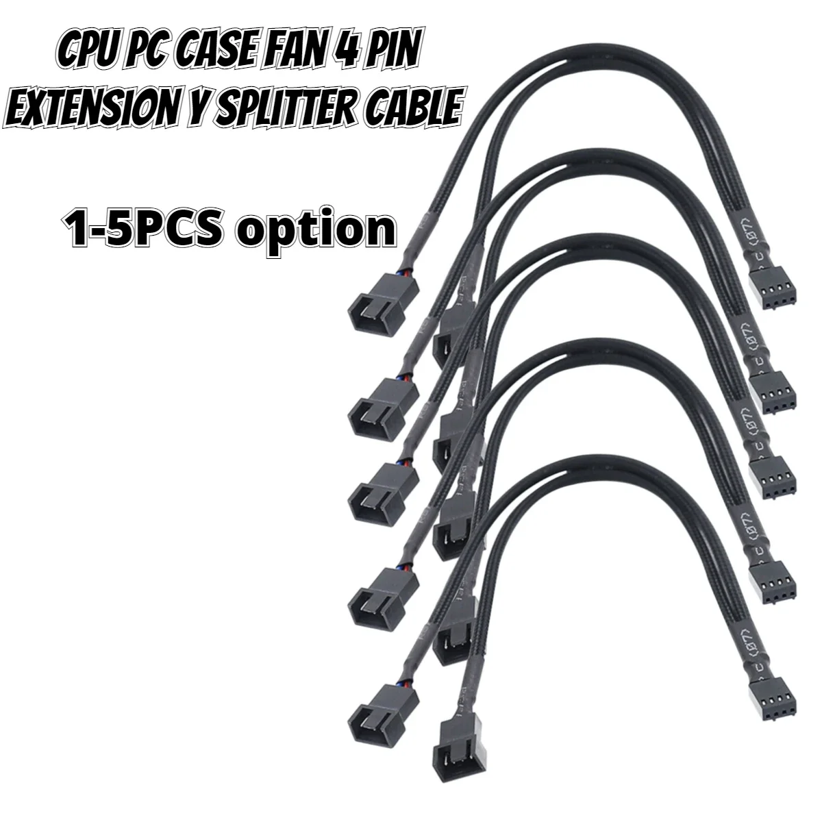 

1/2/3/4/5PCS 4 Pin Y Splitter Cable 4 Pin PWM Female to 3/4 Pin Motherboard CPU Fan PC Case Fan Extension Adapter Cable