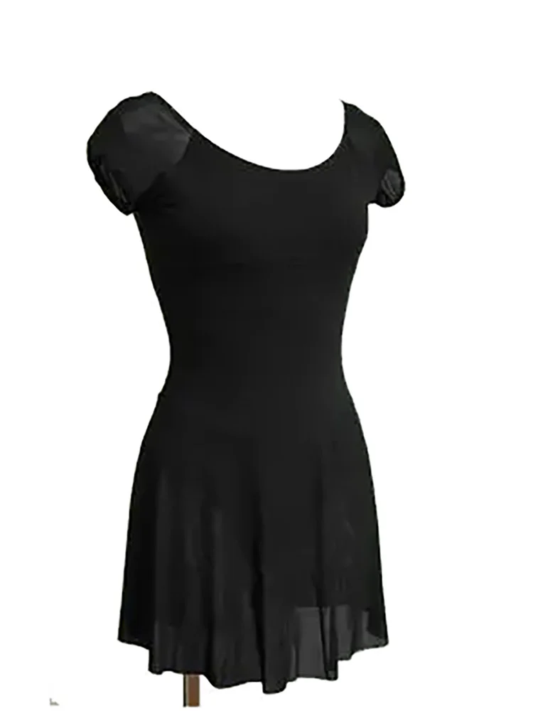 Vestido de balé feminino adulto com manga curta, roupa para ginástica e dança, letoard