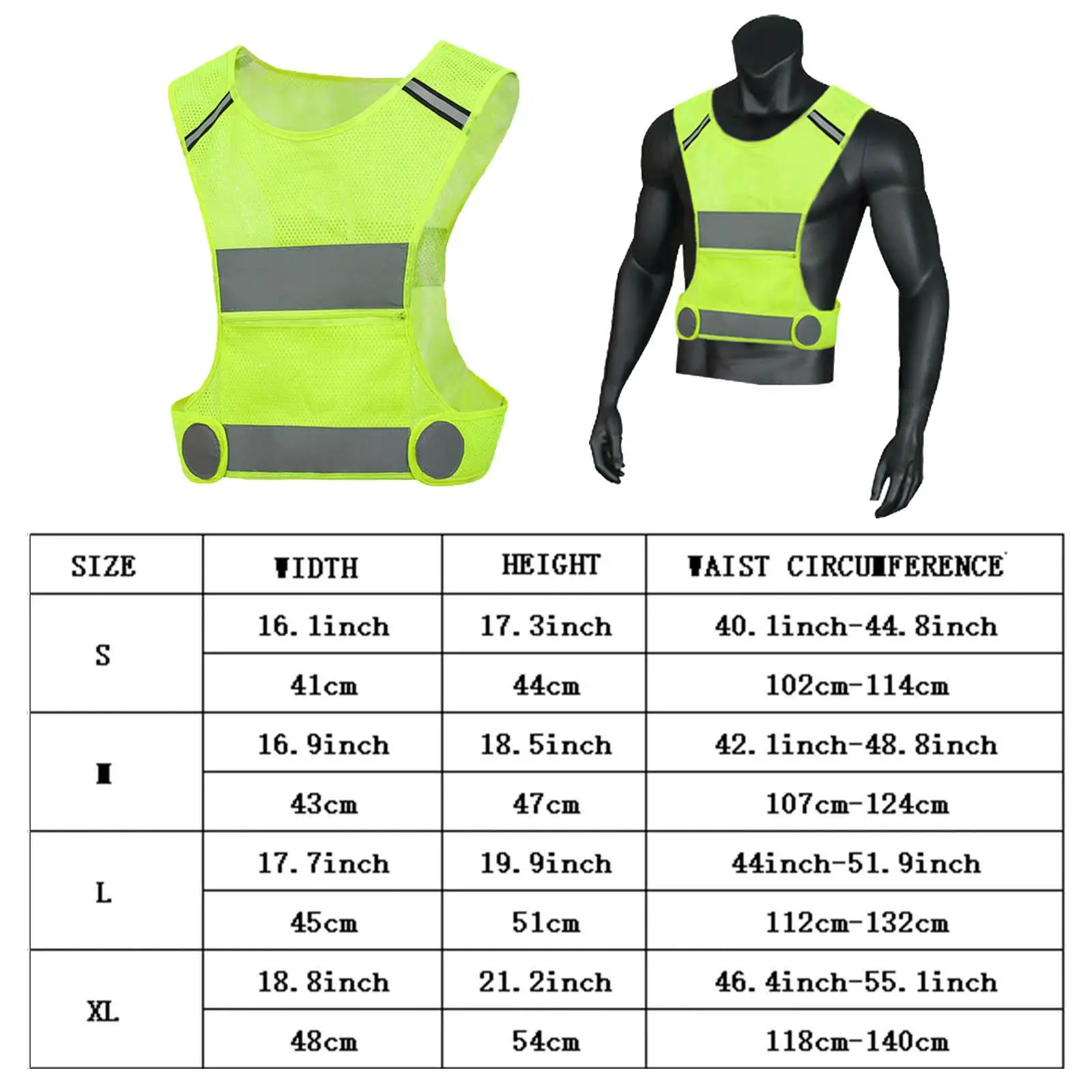 Fluorescent Reflective Safety Vest Lightweight Reusable Work Vest Protective Clothing for Construction Traffic and Cycling