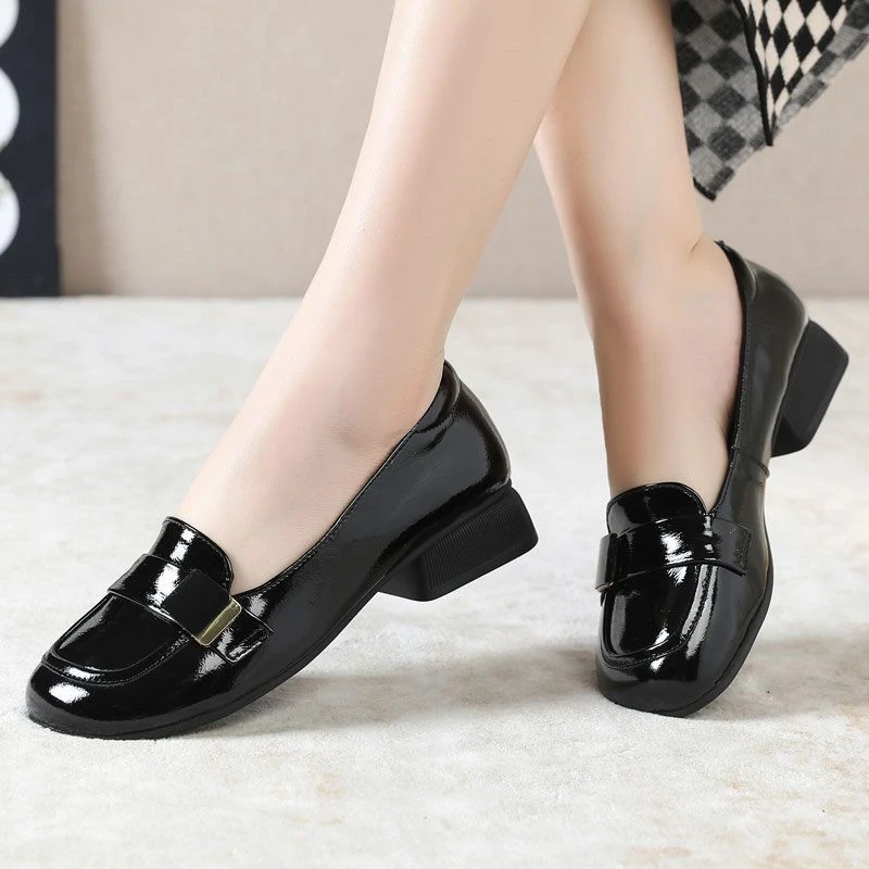 Weiche Glänzende Leder-Ballerinas für Damen, Lackleder-Schuluniform-Schuhe im Lolita-Stil, Niedrigabsatzige Mädchen JK Slipper mit Niedrigem Schaft – Detail 12