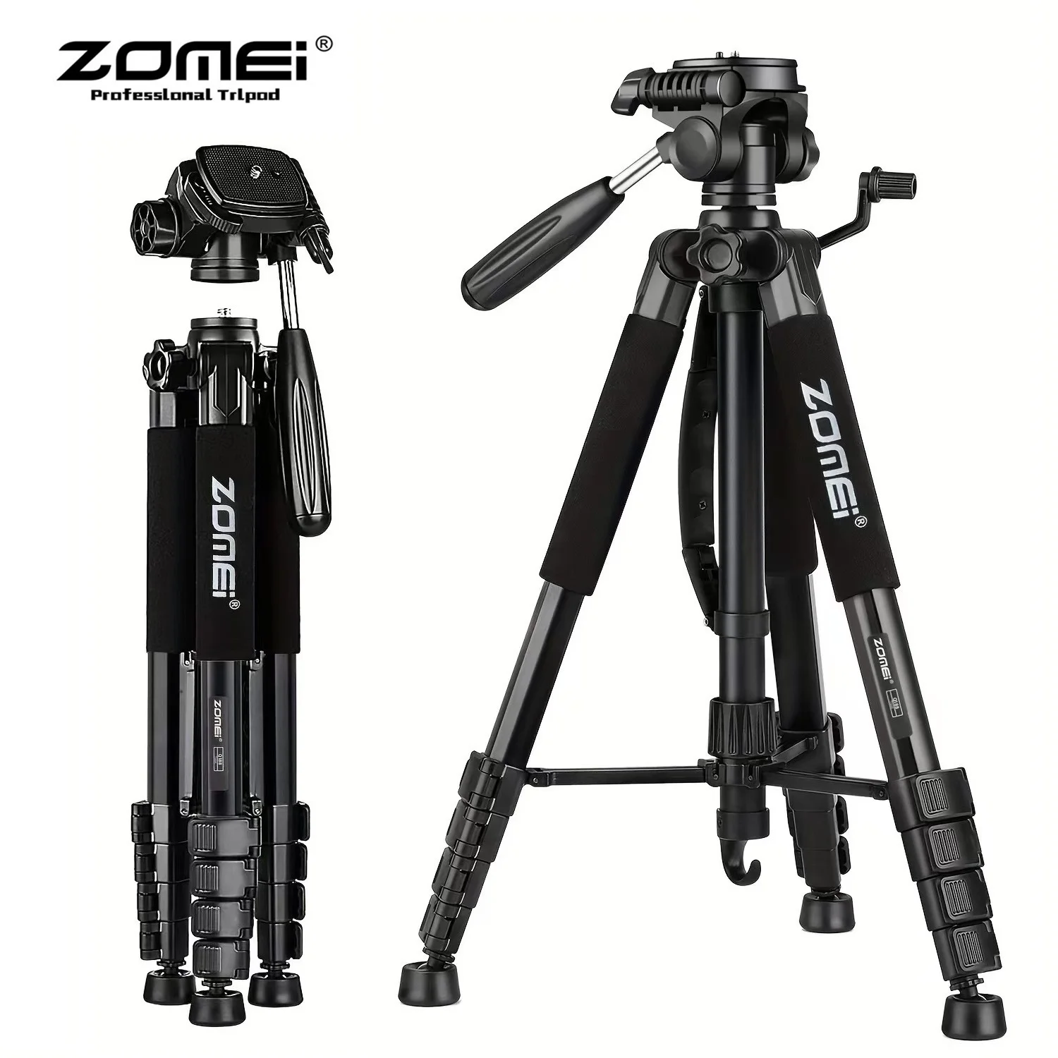 Zomei 187cm/73.6in Panorama Professional Camera Tripod for Canon Nikon Video Horizontal Shooting Phone Stand for Photography