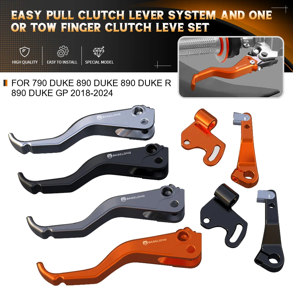 For 790 Duke 890 Duke 890 Duke R 890 Duke GP 2018-2024 One Finger Clutch Compatible And Shorty Stunt Clutch Lever System Set