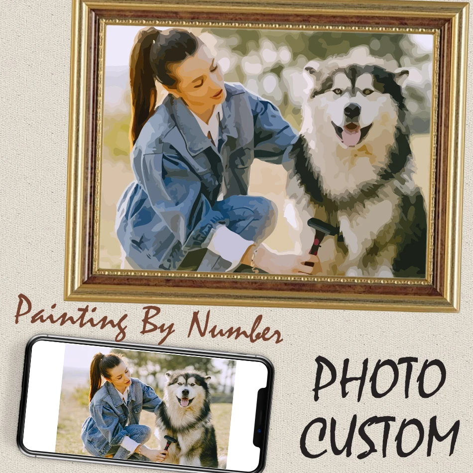 

CHENISTORY Custom Photo Paint By Number Kits HandPainted Coloring Draw Craft DIY Pet Portraits Gift Home Decoration