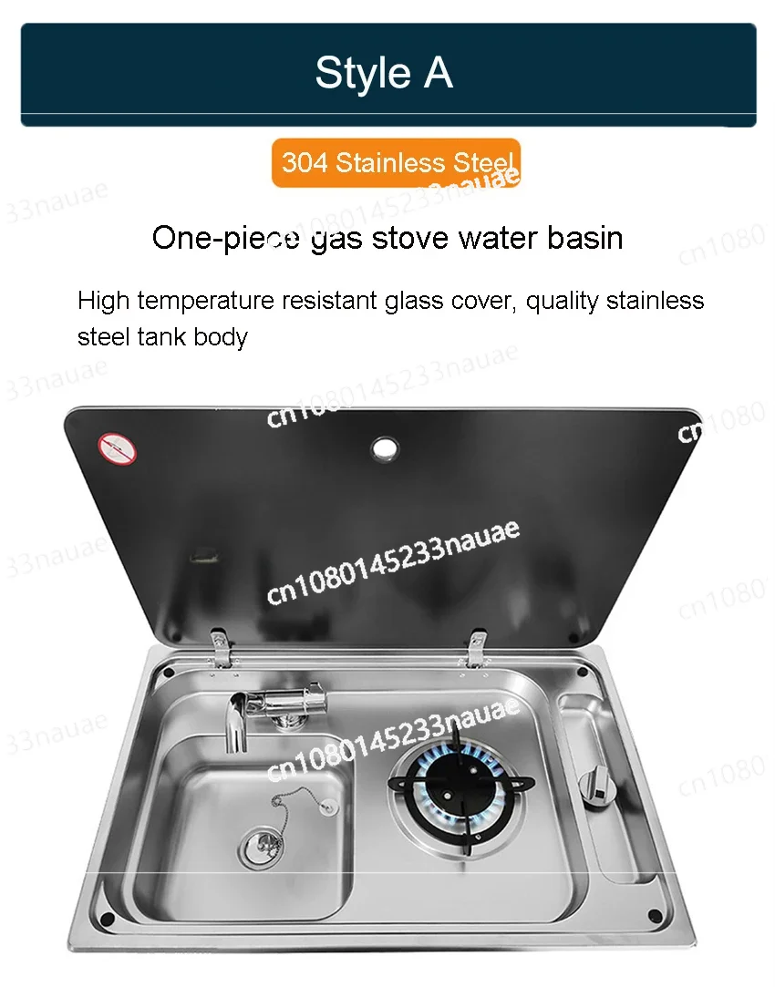 RV Gas Stove Multifunctional Folding With Sink Kitchen Gas Stove Sink Two in One Caravan Hidden Single-Head Stove For Outdoors