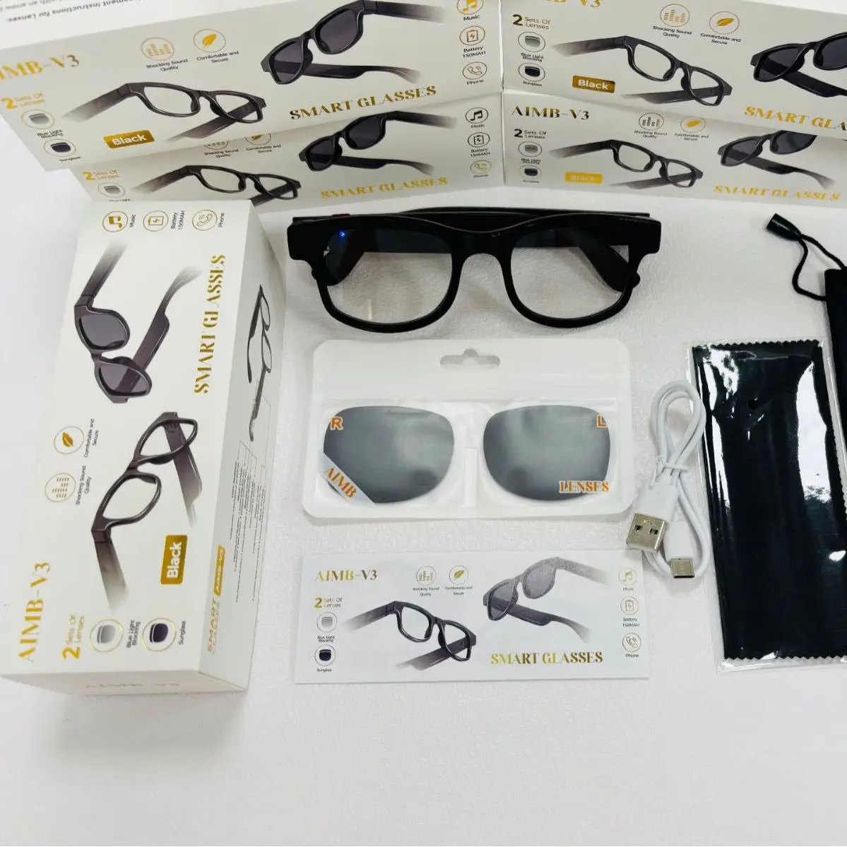 ZECAA New Smart Touch Wireless Bluetooth Intelligent Audio Headset Glasses Bluetooth Smart Touch Wearable Headset Audio Glasses