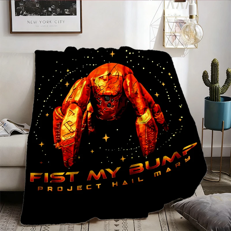 Project Hail Mary Fist My Bump Rocky The Alien Poster Flannel Blanket Flannel Throw Cozy Blanket