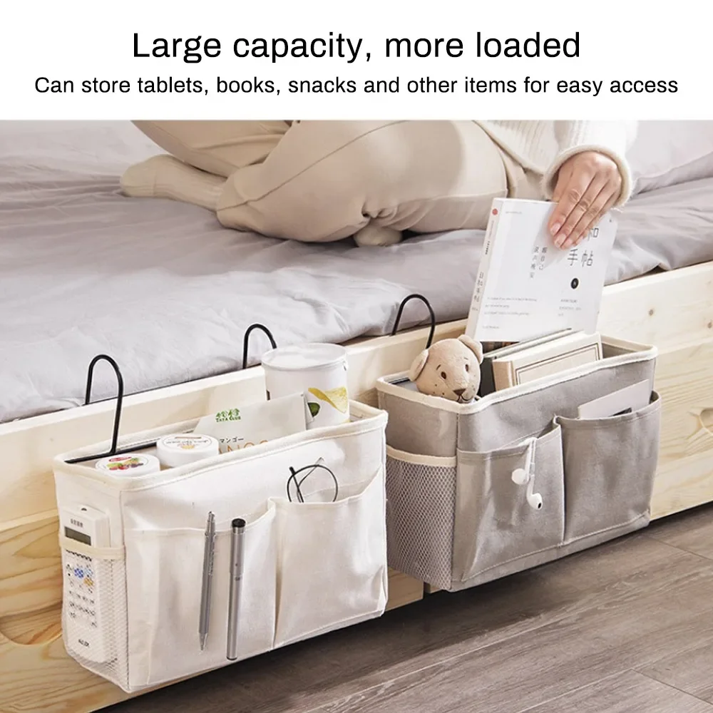 Canvas Bedside Hanging Pocket Storage Bag Bedroom Magazine Storage Pouch Diaper Caddy Toy Holder Baby Tissue Box Home Organizer