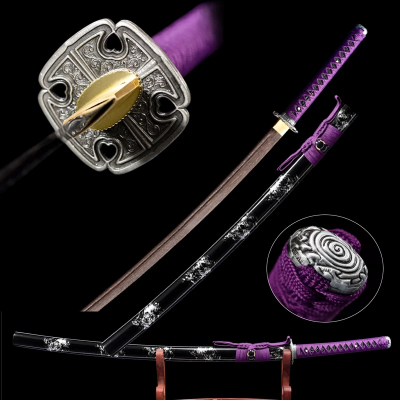 

Purple Katana,Handmade Rosewood Blade,Wooden Sheath Scabbard Saya,Alloy Tsuba Fittings,Bushido Japanese Sword,Non Sharp