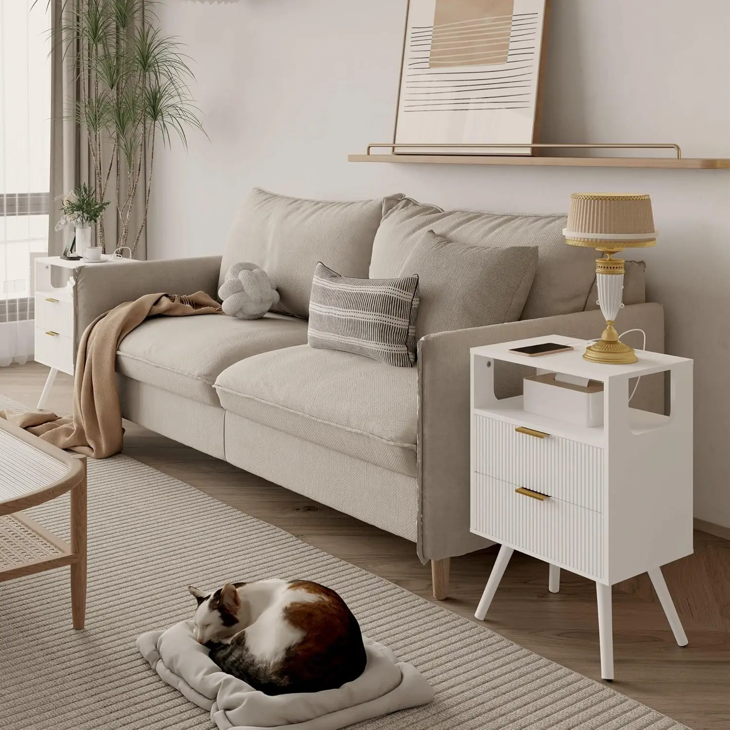 

#American-style Bedside Table French-style Living Room Storage Cabinet Hotel Apartment Bedroom Nightstand