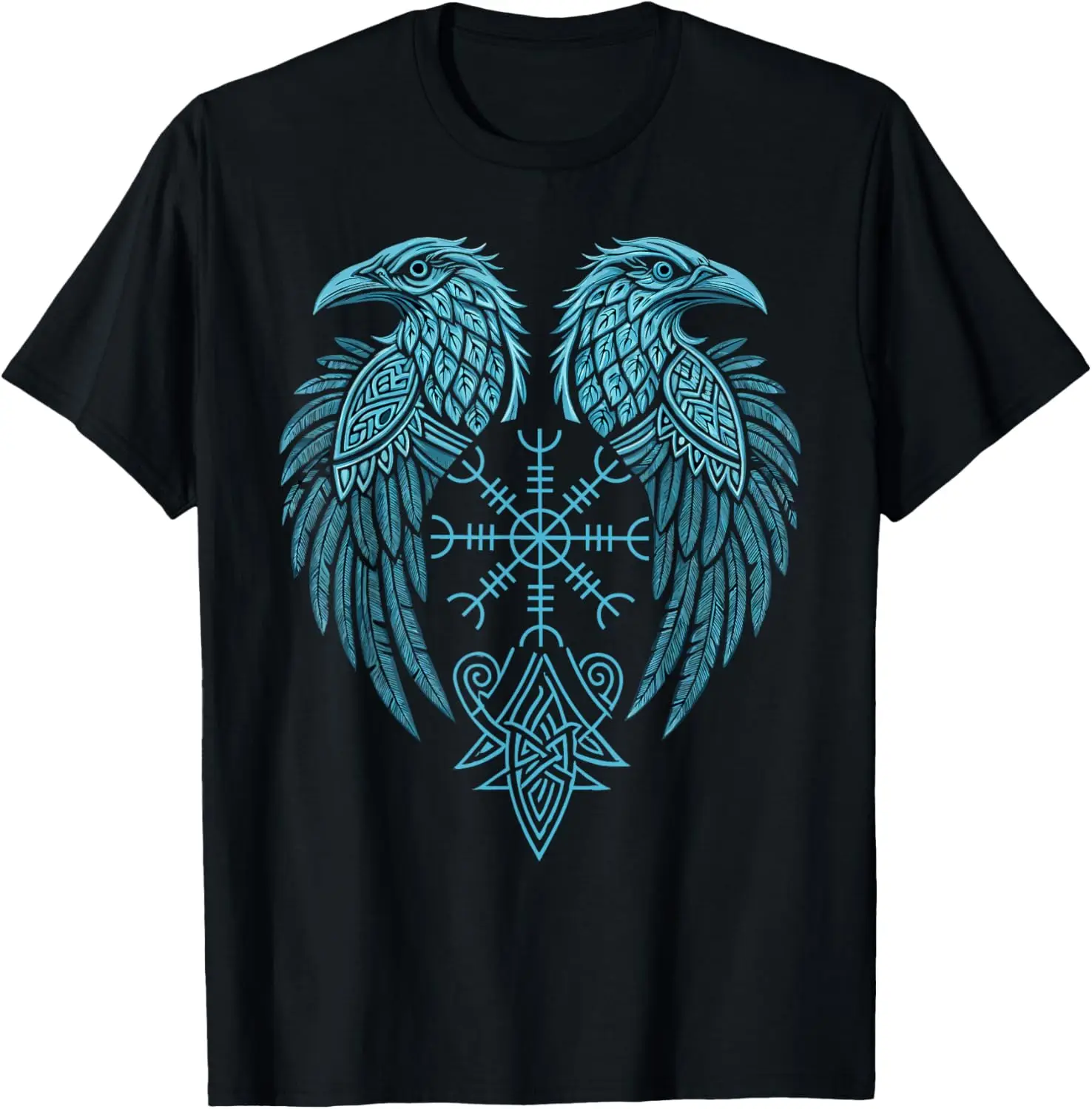 

Norse Myth Odin's Raven Huginn & Muninn Compass Rune T-Shirt 100% Cotton O-Neck Short Sleeve Summer Casual Mens T-shirt