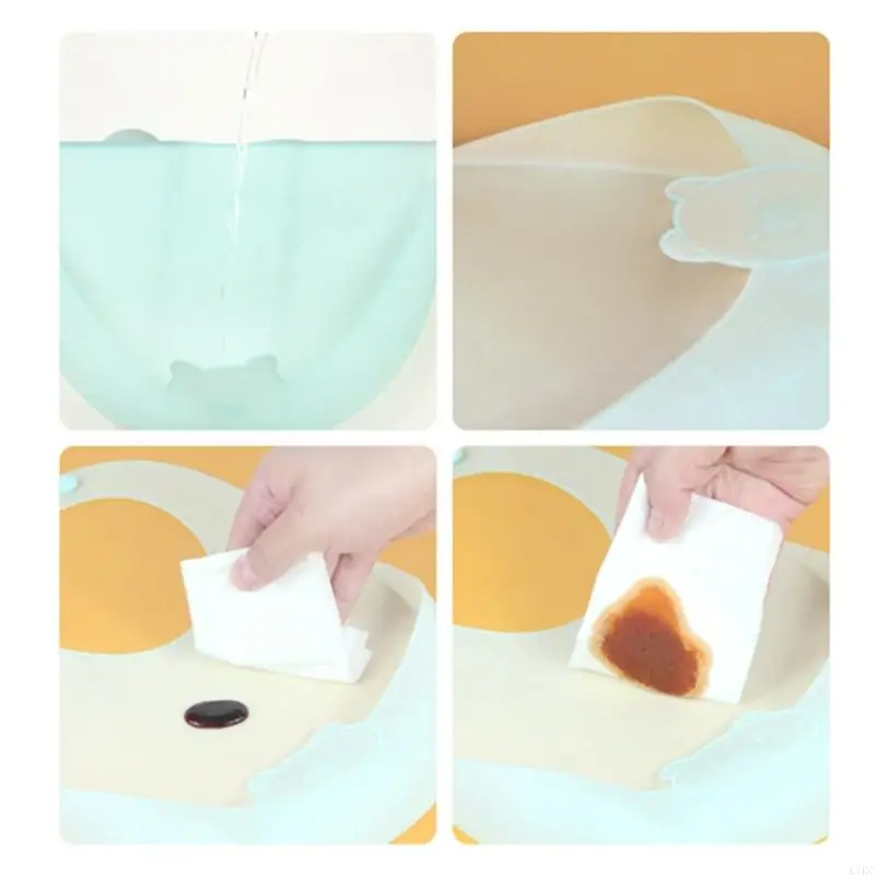 K1KC Silicone Feeding Bib Burp Cloth for Infant Waterproof Foldable Lunch Feeding Bib