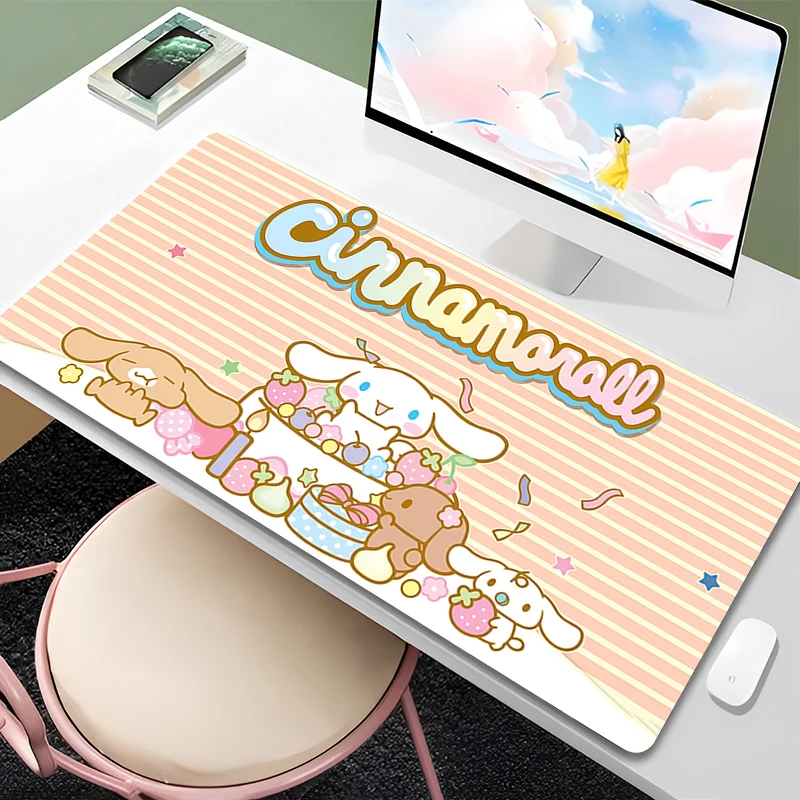 HD Print Mouse Pad Gamer Notebook Cinnamoroll Mousepad Minimalist Aesthetic XXL Large Gaming Keyboard Pad Non-Slip Mousepad Mat
