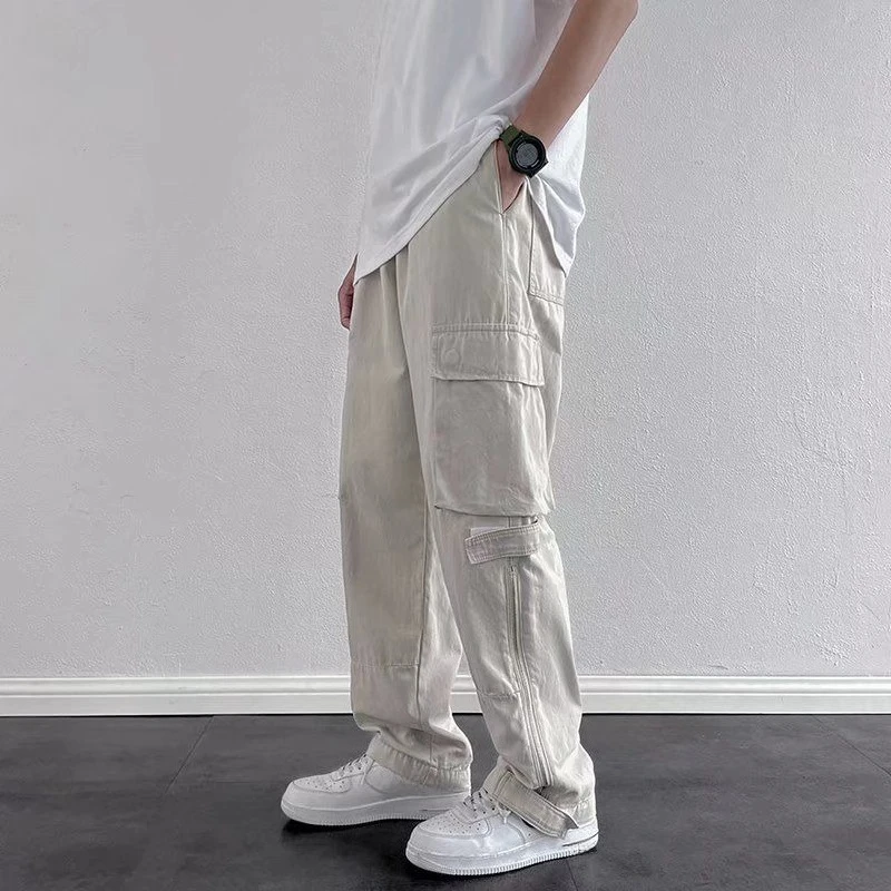 Męskie spodnie cargo oversize na wiosnę i lato, luksusowe, estetyczne, regular fit, luźne, designerskie, baggy, emo, typu joggers.