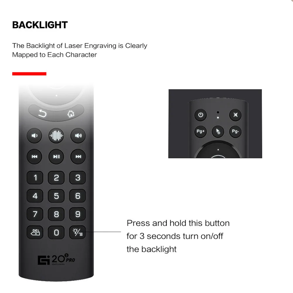Remote Control Suara dengan Lampu Latar G20S 2.4G Mikrofon Mouse Udara Nirkabel Bluetooth Giroskop IR Belajar untuk Android Tv Box PC