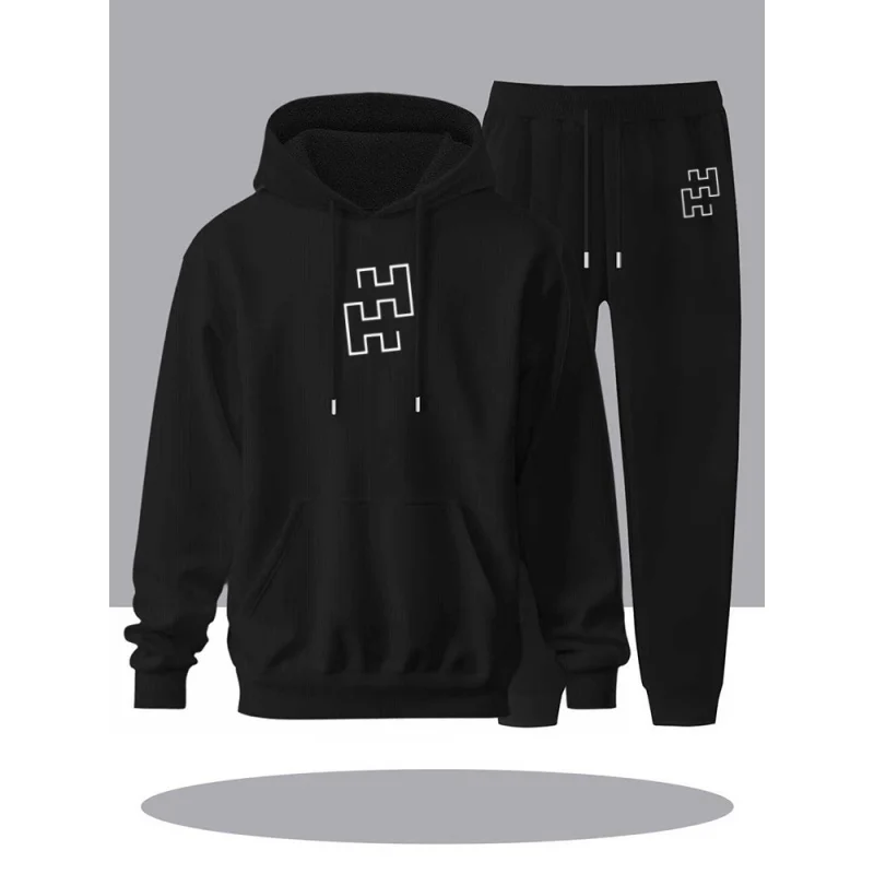 Hoodie met trekkoord Herfst/Winter Heren Hoodie met lange mouwen Sportkleding Mode Letter Gedrukt Zakdecoratie Heren Sportkleding Se