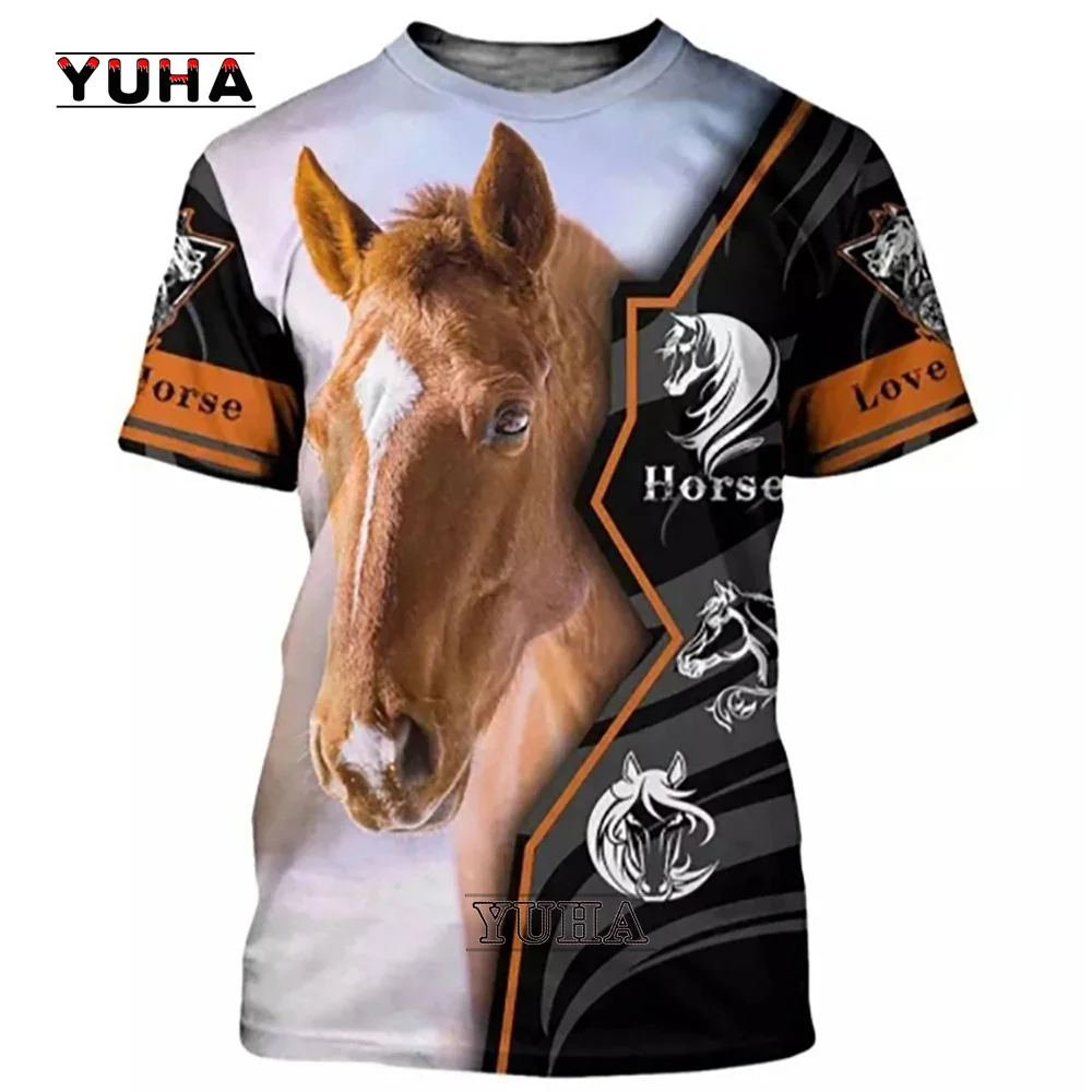 Summer 3D Printing Love Horse Shirt  Fashion Men\'s Tee Shirt Large Loose O-Neck T-Shirt Casual Short Sleeve T shirt  Clothes