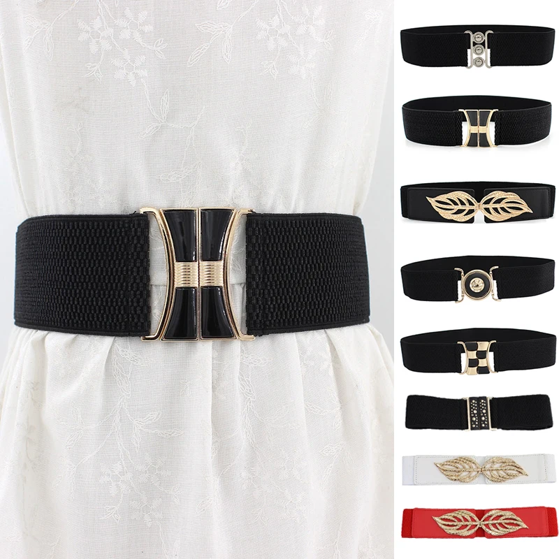 

Women Wide Waist Elastic Stretch Belt Cinch Waistband Fashion Cummerband Strap Belt Waist Female Buckle Decoration Accessories