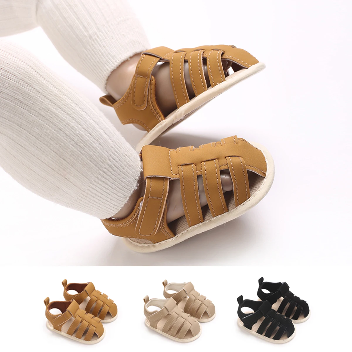 أحذية أطفال صيفية من عمر 0 إلى 18 شهرًا أحذية أطفال باوتو للرجال والنساء، نعال مطاطية غير قابلة للانزلاق، صنادل أطفال قابلة للتنفس #3