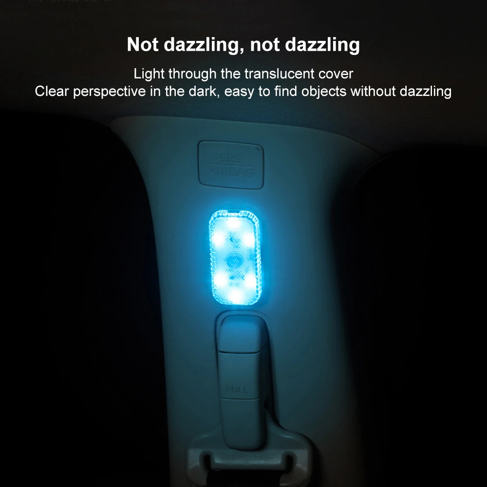 LED Touch Light Mini Wireless Car Interior Lighting Auto Roof Ceiling Reading Lamp for Trunk Storage Box USB Charging