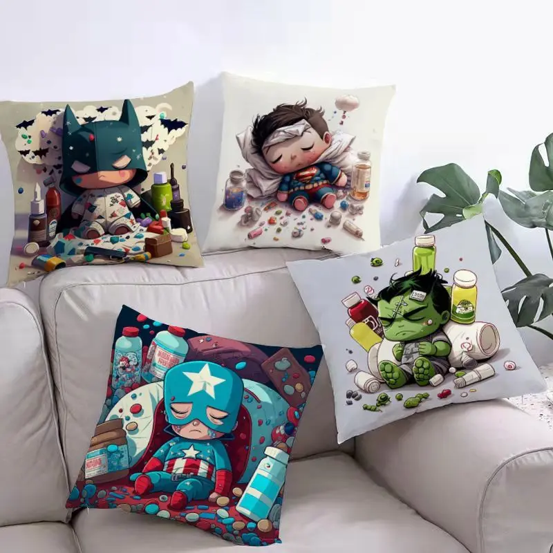 

Customized Disney Spider-Man Iron Man Funny Throw Pillow Cover 45*4cm Sofa Cushion Cover Soft Polyester Pillowcase Printed Gift