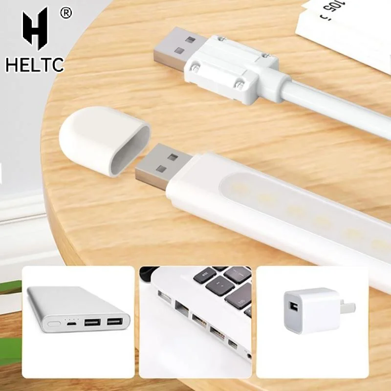 Mini USB LED Night Light 8LEDs Book Lamp Extension Pole Plug Adapter For Reading Notebook Power Bank Type-C And USB Interfaces